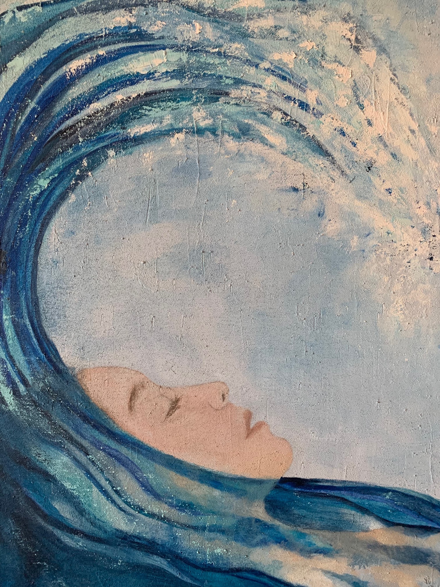Mujer bajo una ola, obra de la serie Desembarco